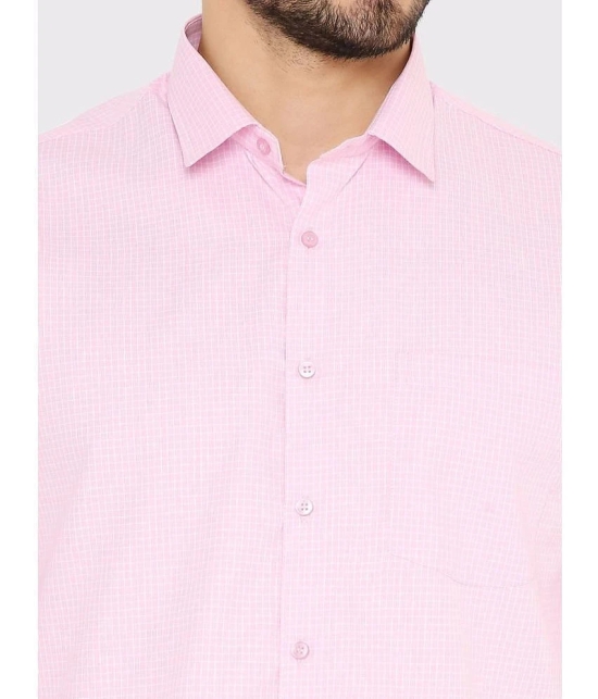 Maharaja Cotton Blend Slim Fit Checks Full Sleeves Mens Casual Shirt - Pink ( Pack of 1 ) - None