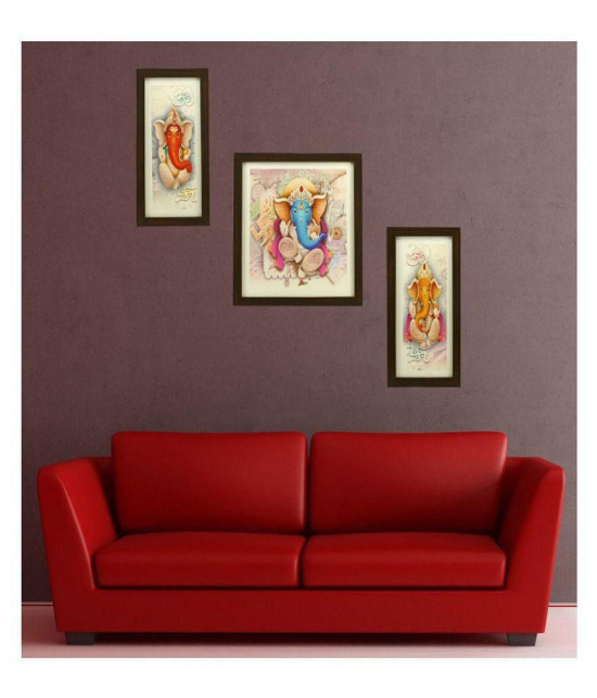 Indianara Religious Ganesha Synthetic Painting With Frame