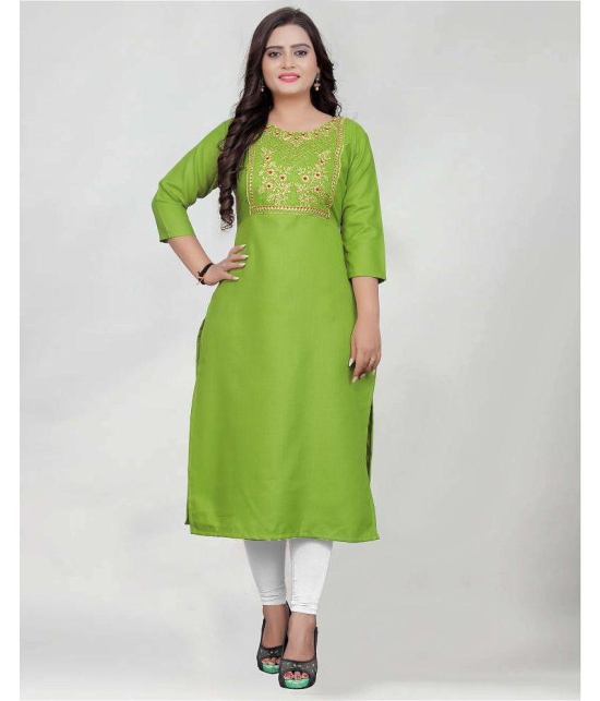 BROTHERS DEAL - Green Cotton Blend Women's Straight Kurti ( Pack of 1 ) - None