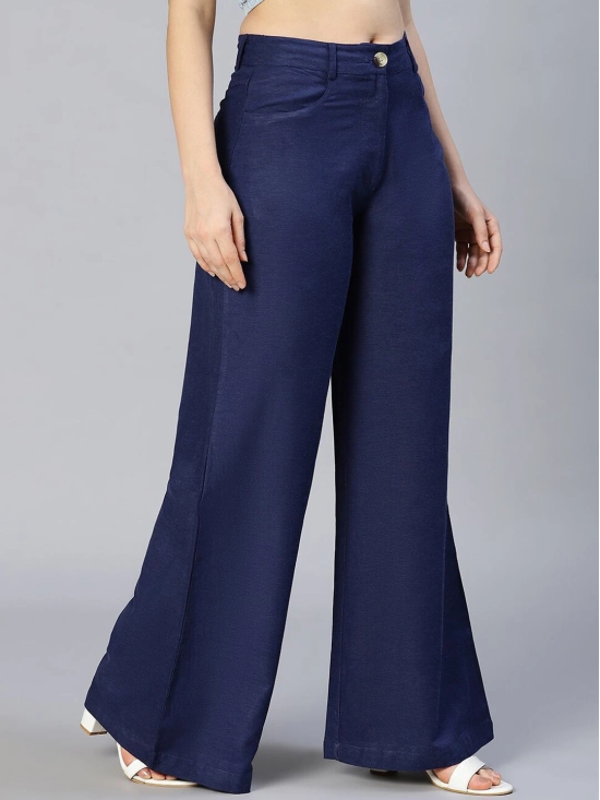 Oxolloxo Women Blue Mid-Rise Parallel Trousers