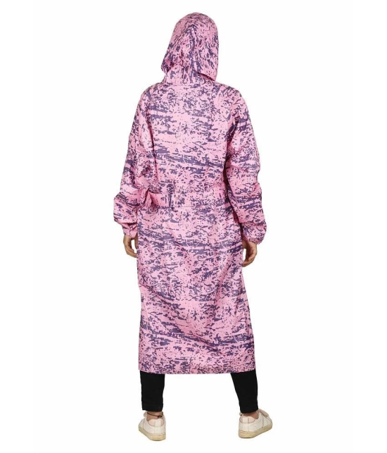 Goodluck Polyester Long Raincoat - Pink - L