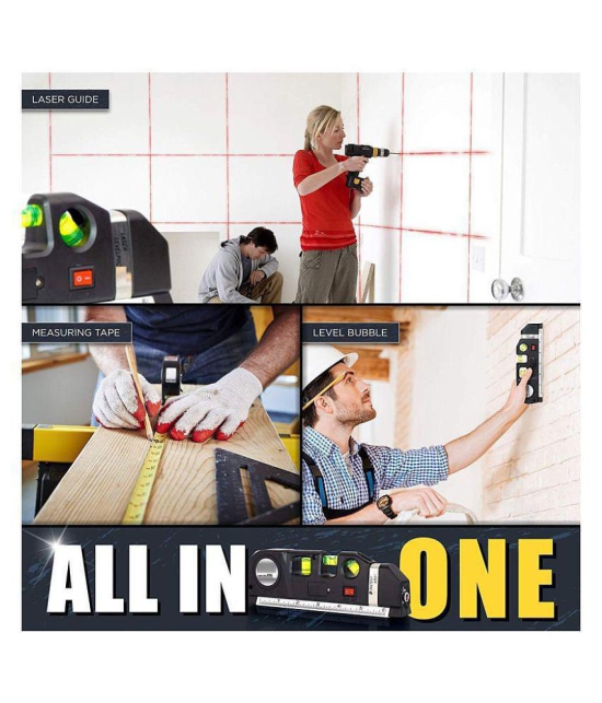 Rangwell-Laser Level Line Tool Kit | Standard Cross | leveler Beam with Metric Rulers 8ft/2.5M for Picture Hanging cabinets Tile Walls (Black)