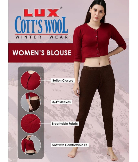 Lux Cottswool Cotton Thermal Tops - Maroon Pack of 1 - None