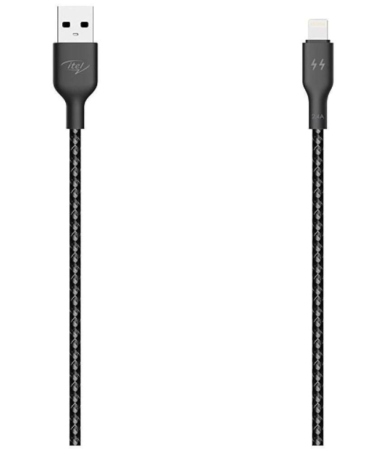 itel - Black 2.4 A Lightning Cable 1 Meter - Black