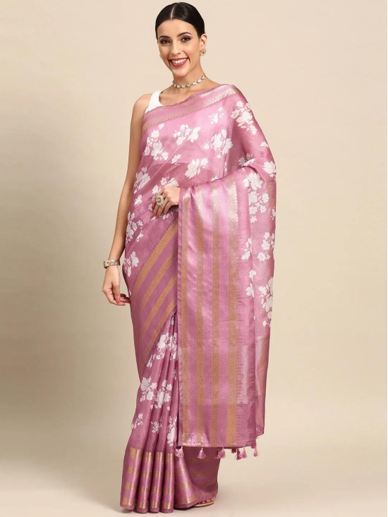 Designer Pink Silk Saree