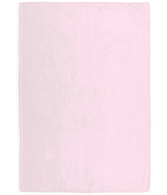 HOMETALES - Flannel Solid Double Blanket ( 220 cm x 210 cm ) Pack of 1 - Pink - Pink