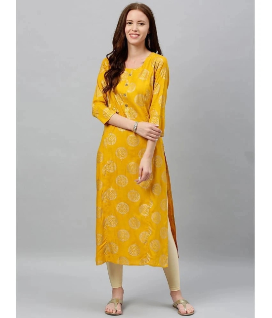 KIPEK - Mustard Rayon Womens Straight Kurti ( Pack of 1 ) - None