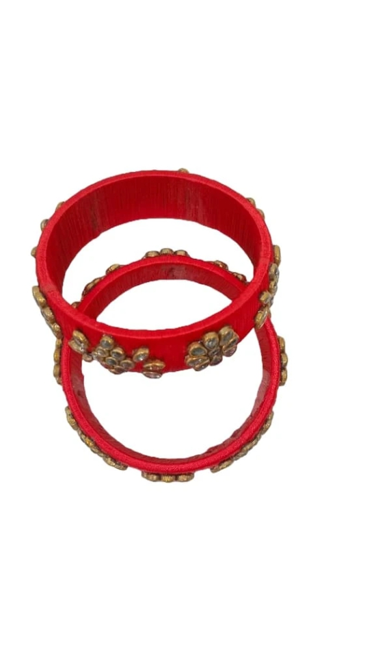 Red Silk Thread Bangle Set