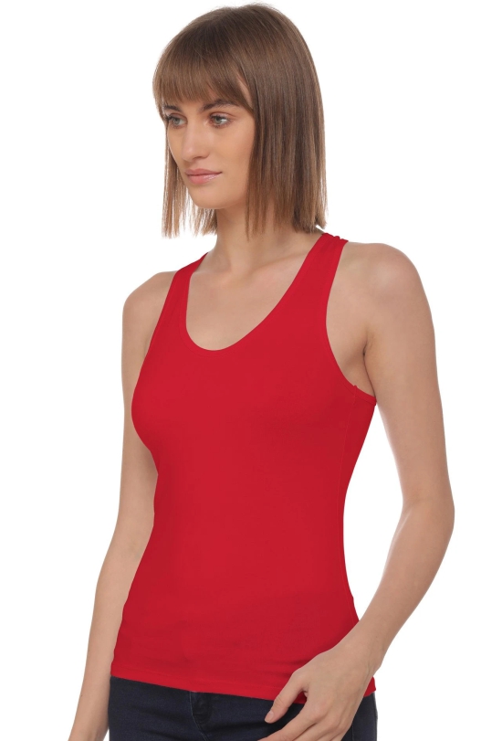 Sona 8008 Red Racer Back Sports Camisole for Gym Workout, Exercise, Yoga etc-S / Red / Cotton