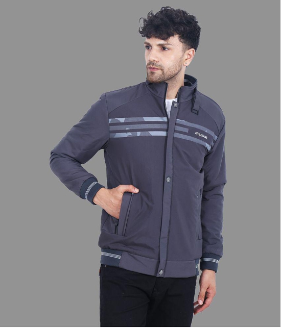 Dollar - Grey PU Leather Regular Fit Mens Windcheater Jacket ( Pack of 1 ) - None