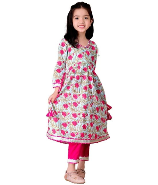 Itemzon Pink Viscose Girls Kurta and Pant Set ( Pack of 1 ) - None