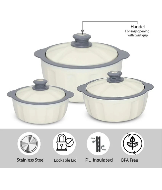 Jaypee White Plastic Serve Casserole ( Set of 3 , 3500 mL ) - White