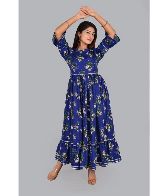 Smien Rayon Printed Anarkali Womens Kurti - Blue ( Pack of 1 ) - None