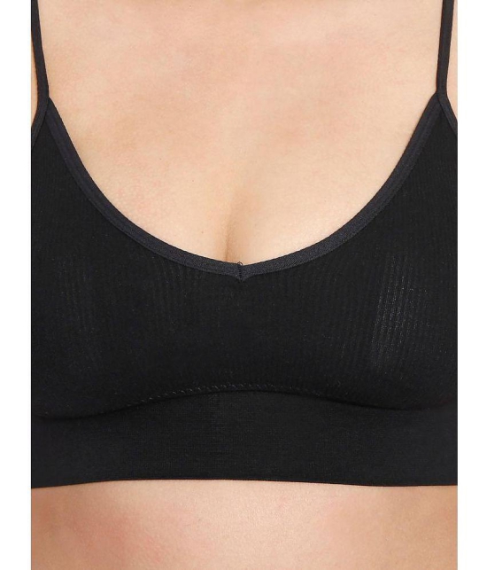 ILRASO - Black Cotton Blend Removable Padding Women's Sports Bra ( Pack of 1 ) - None