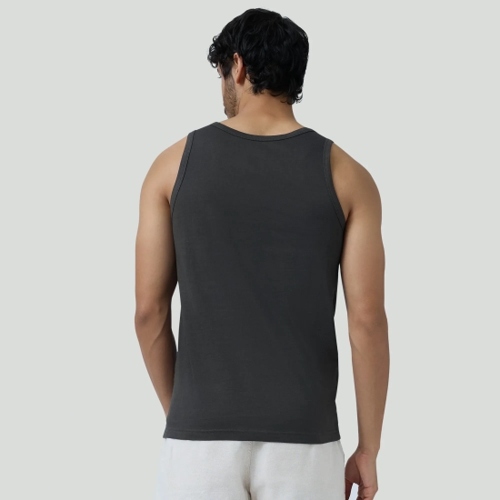 Renew Combed Cotton Tank Tops Charcoal Grey L