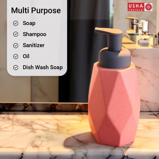 UMAI Ceramic Soap Dispenser Bottle for Bathroom 400ml  Handwash Dispense Pump for Kitchen Sink  Kitchen Accessories Items  for Sanitizer Shampoo Lotion Liquid Soap  Pink-UMAI Ceramic Soap Dispens