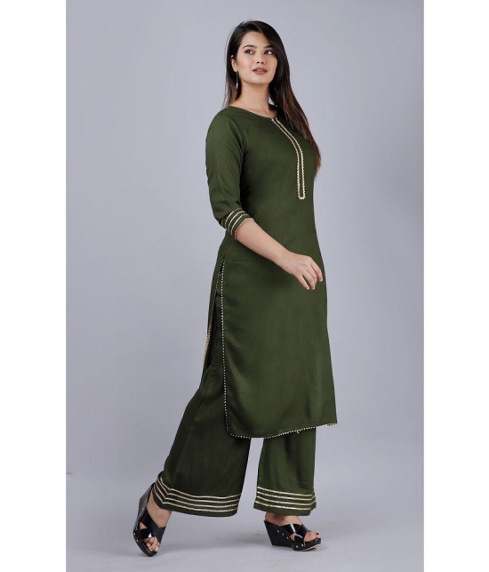 MAUKA - Green Straight Rayon Women's Stitched Salwar Suit ( Pack of 1 ) - None