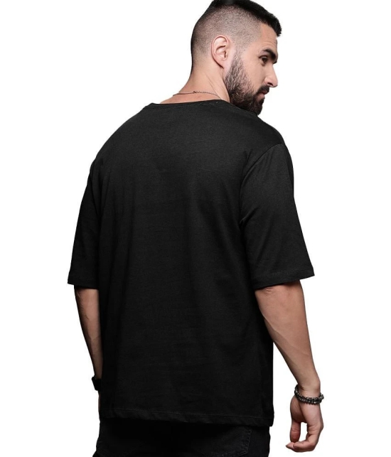 Leotude Cotton Blend Oversized Fit Solid Half Sleeves Mens T-Shirt - Black ( Pack of 2 ) - None