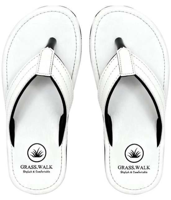 GRASS WALK White Mens Thong Flip Flop - None