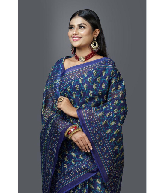 SHANVIKA - Blue Cotton Saree Without Blouse Piece ( Pack of 1 ) - Blue