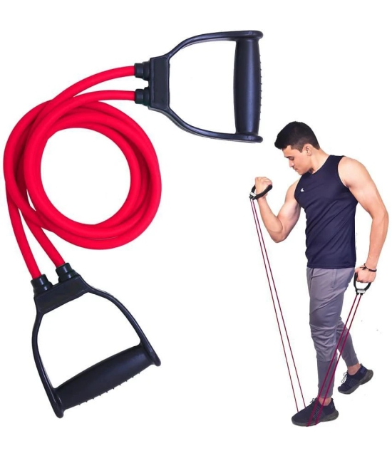 Double Toning Tube Resistance Tube ,Skipping Rope Jump Rope. Resistance Tube - Red