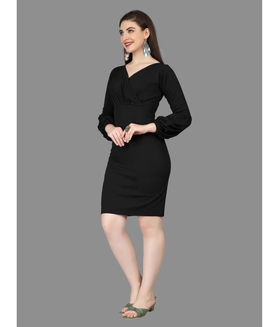 Apnisha Polyester Solid Above Knee Womens Bodycon Dress - Black ( Pack of 1 ) - None