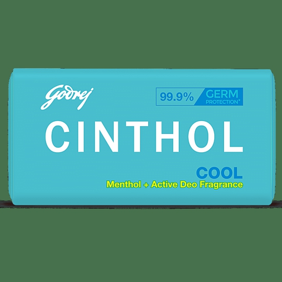 Cinthol Cool Menthol + Active Deo Fragrance Soap, 99.9% Germ Protection, 100 G (Pack Of 3)