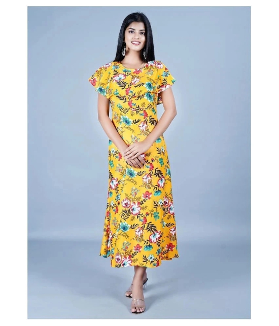 Rangun Crepe Yellow A- line Dress - Single - L