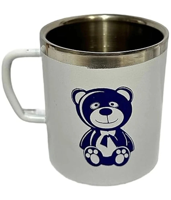 Dynore 2 Teddy Bear Mugs Animal Stainless Steel Coffee Mug 300 mL ( Pack of 2 ) - White