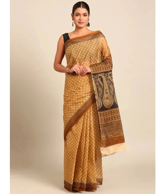 SHANVIKA Cotton Printed Saree Without Blouse Piece - Mustard ( Pack of 1 ) - Mustard