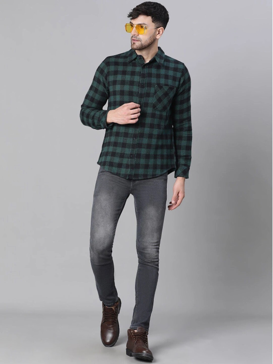 Oxolloxo Relaxed Buffalo Checked Spread Collar Cotton Casual Shirt