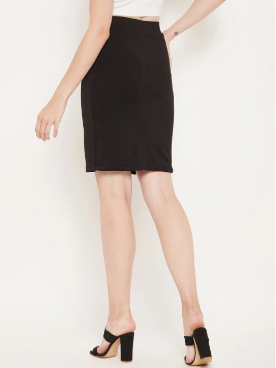 Women Black & Brown Colourblocked Solid Mini Pencil Skirts