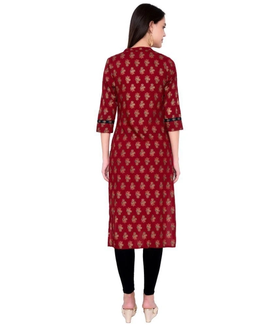 GOD BLESS Maroon Rayon Straight Kurti - Single - XXL