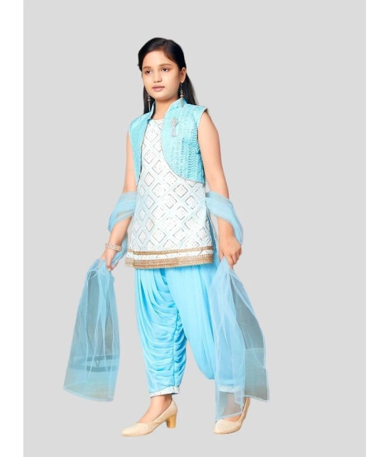 Aarika Sky Blue Silk Girls Patiala Kurta Set ( Pack of 1 ) - None