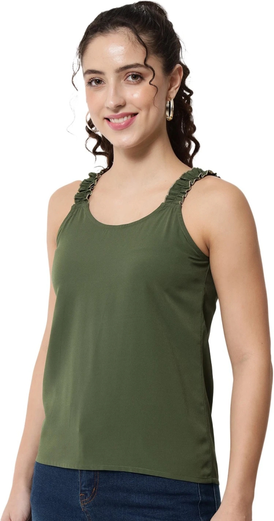 ALL WAYS YOU Women Top Crepe fabric  Olive XS