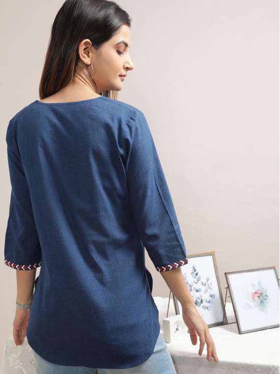 Indigo Embroidered Tunic-M