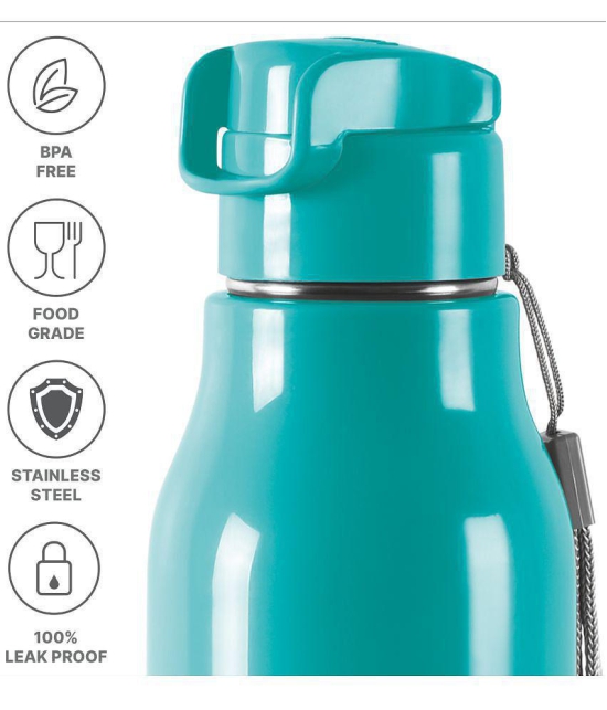 Milton Steel Sprint 600 Insulated Inner Stainless Steel Water Bottle, 510 ml, Aqua Green | Hot or Cold | Easy Grip | Leak Proof | Kids School Bottle | Office | Gym | Hiking | Treking | Trave