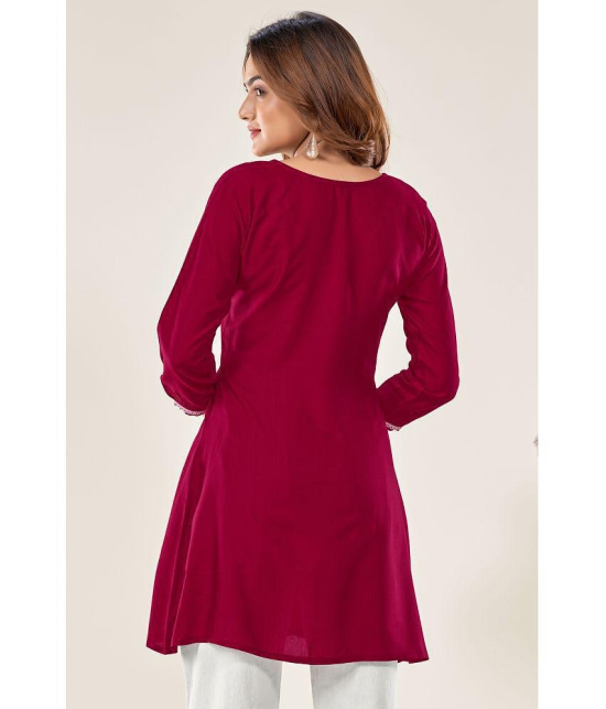 Glomee - Maroon Viscose Women's Tunic ( Pack of 1 ) - None