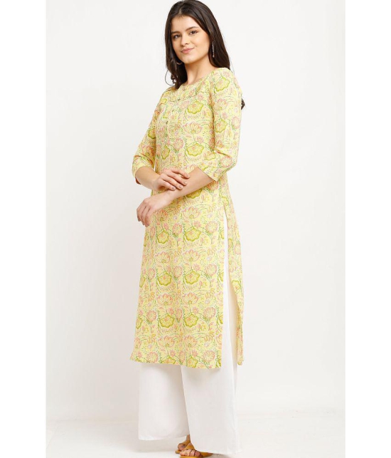 Rajnandini - Yellow 100% Cotton Women's A-line Kurti ( Pack of 1 ) - None