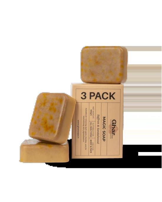 Magic Soap (Sandal Wood and Saffron Soap)-3 x Pack ( 3 Soap )