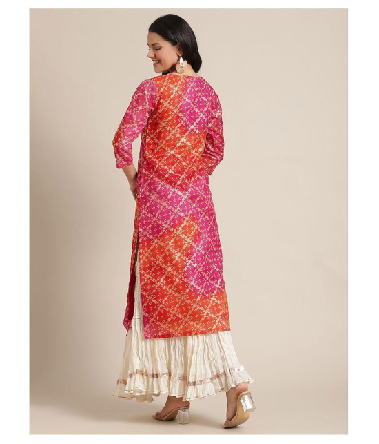 KSUT Pink Cotton Straight Kurti - Single - S