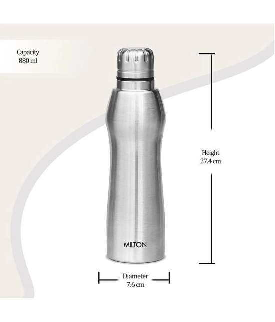 Milton Elate 1000 Stainless Steel Water Bottle, Set of 2, 880 ml Each, Silver - Silver