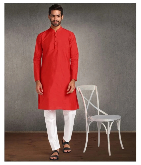 Hangup Red Silk Kurta Single - None