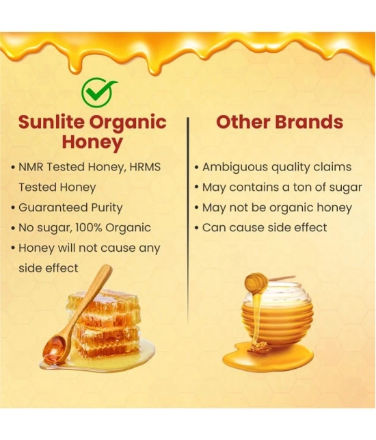 Sunlite Organic 100% Pure Organic Wildflower Honey Raw Unprocessed 500 g