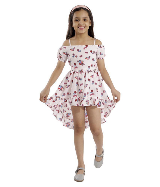 Kids Cave dress for girls fit and flare fabric- printed summercool (Color_off white, Size_3 Years to 12 Years) - None