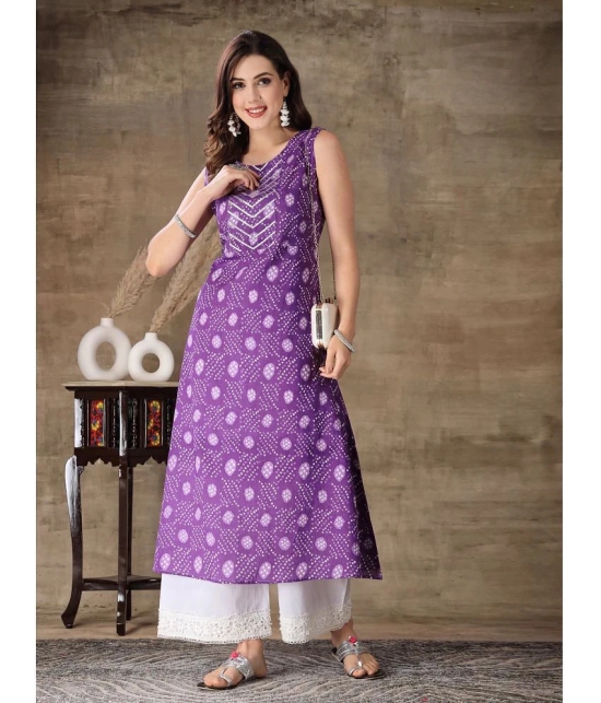 Stylum Cotton Printed Straight Womens Kurti - Purple ( Pack of 1 ) - None