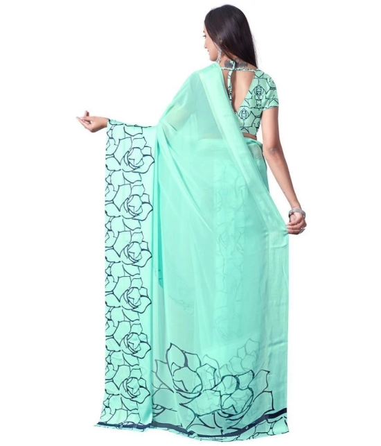 Sitanjali - SkyBlue Georgette Saree With Blouse Piece ( Pack of 1 ) - SkyBlue