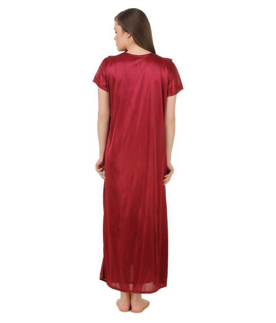 Fasense Satin Robes - Maroon - M