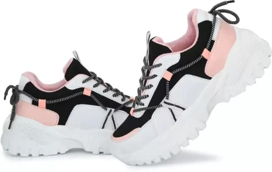 SUSON Women''s White-Pink Synthetic Leather Sneakers Shoes-37