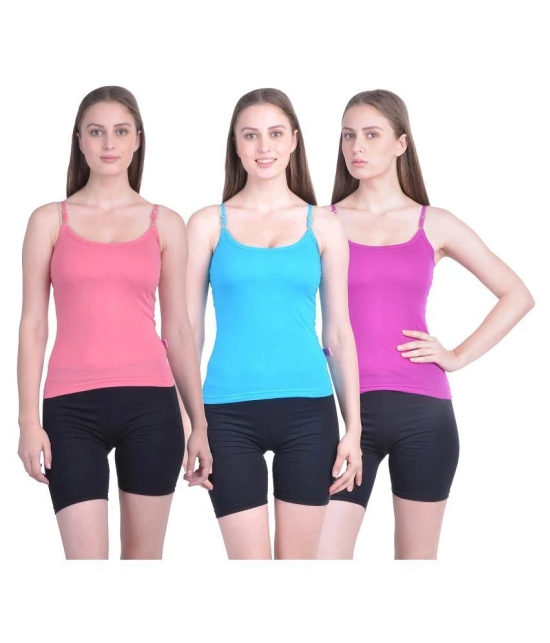 Dollar Missy Womes Multicolor Cotton Camisole Pack of 3 - None